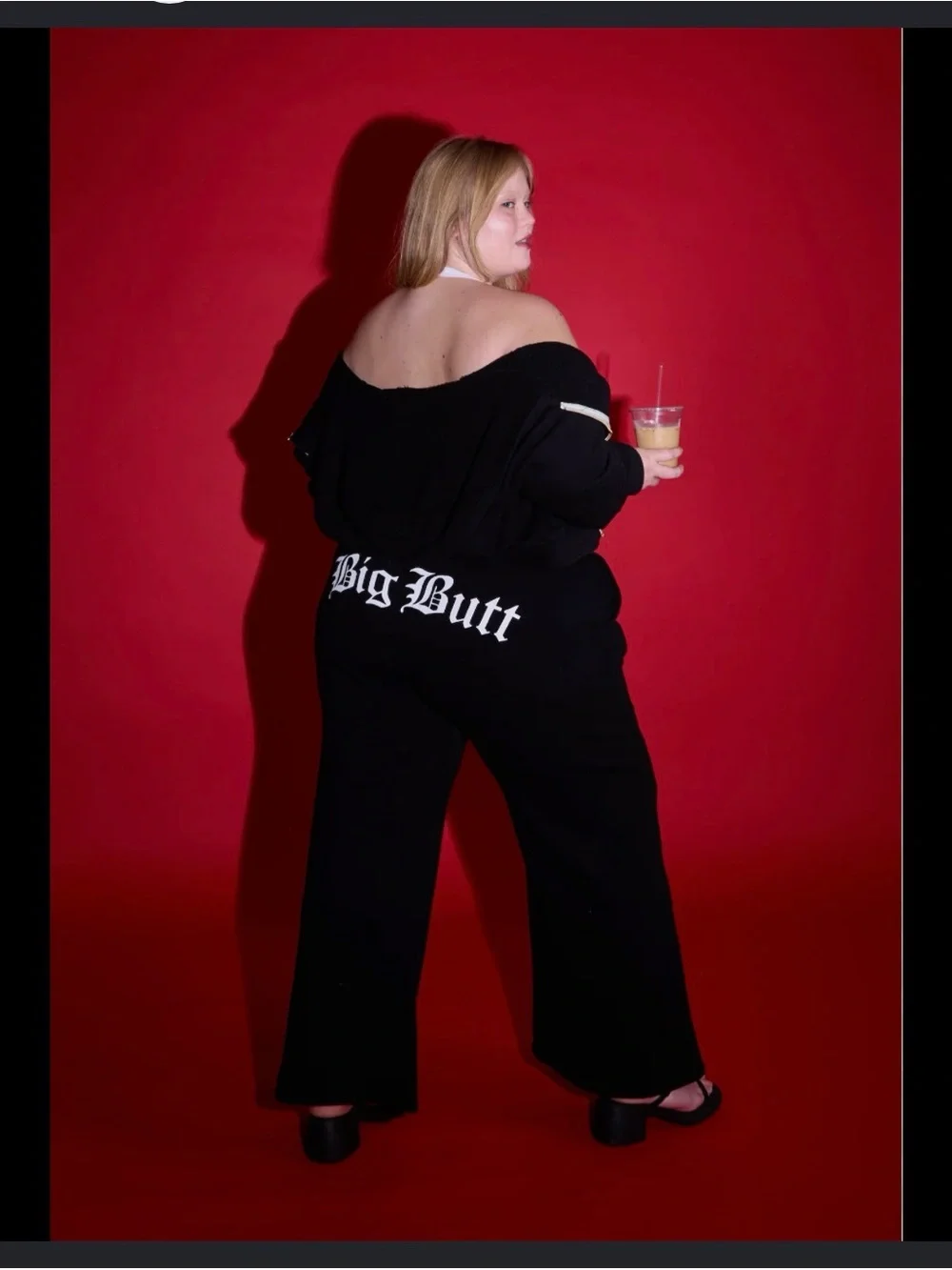 Big Bud Press Black Wide-Leg Pants with Big Butt Lettering